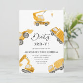 建築ダーティ3rd-yダンプトラック3rd誕生日 招待状 (スタンド正面)