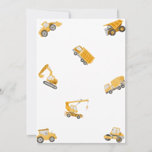 建築ダーティ3rd-yダンプトラック3rd誕生日 招待状 (裏面)