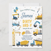 建築ダーティ3rd-yダンプトラック3rd誕生日 招待状 (正面)