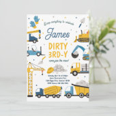 建築ダーティ3rd-yダンプトラック3rd誕生日 招待状 (スタンド正面)