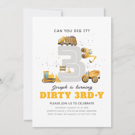 建築ダーティ3rdy誕生日パーティーの招待 招待状 (正面)