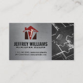 建築ツールとホームアイコン |ブループリント 名刺 (正面)