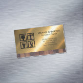 建築ツールアイコン |木材メタル背景 マグネット名刺 (インサイチュ)