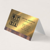 建築ツールアイコン |木材メタル背景 名刺 (正面)