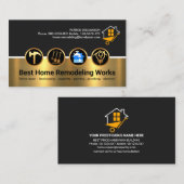 建築ツールオン金ゴールド建物 名刺 (正面/裏面)