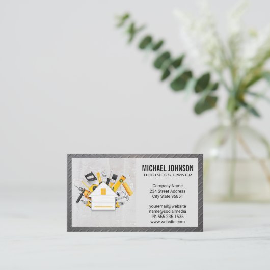 建築ツールハウスロゴ | コンクリートと鋼材 名刺 (スタンド正面)