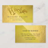 建築ツールハンディマン金ゴールドグリッターブラック 名刺 (正面/裏面)