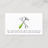 建築ツールハンマーレンチ |木材の背景 名刺 (裏面)