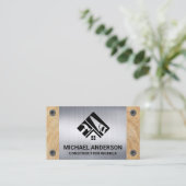 建築ツール |金属製ねじ |木目 名刺 (スタンド正面)