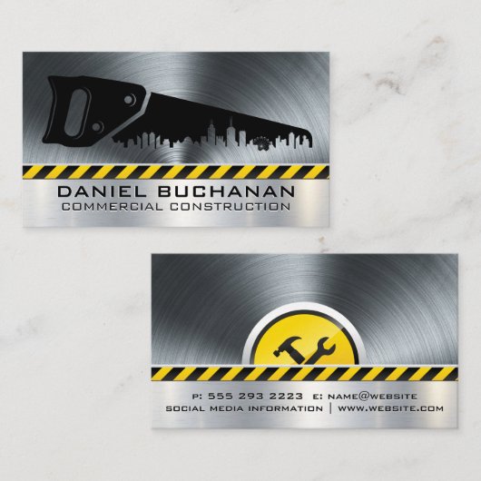 建築ツール |鋼の背景 名刺 (正面/裏面)
