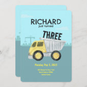 建築テーマかわいいキッズバースデーパーティー 招待状 (正面/裏面)