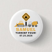 建築テーマの少年の誕生日の招待の下 缶バッジ (正面)