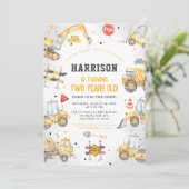 建築テーマダンプトラックパーティー誕生日 招待状 (スタンド正面)