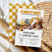 建築テーマディガーモダン子供の誕生日 招待状