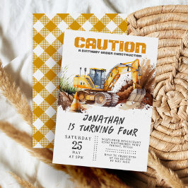 建築テーマディガーモダン子供の誕生日 招待状