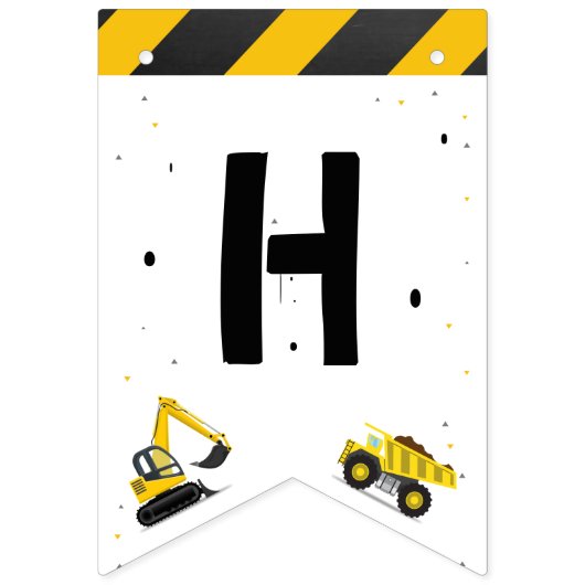 建築テーマトラックキッズ任意の年齢誕生日 バンティングフラッグ (第2の旗)