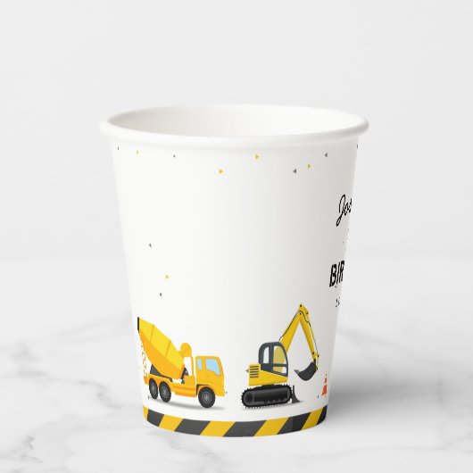 建築テーマトラックキッズ任意の年齢誕生日 紙コップ (正面)
