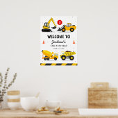 建築テーマトラック子供の誕生日歓迎 ポスター (キッチン)