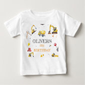 建築テーマボーイバースデーパーティー ベビーTシャツ (正面)