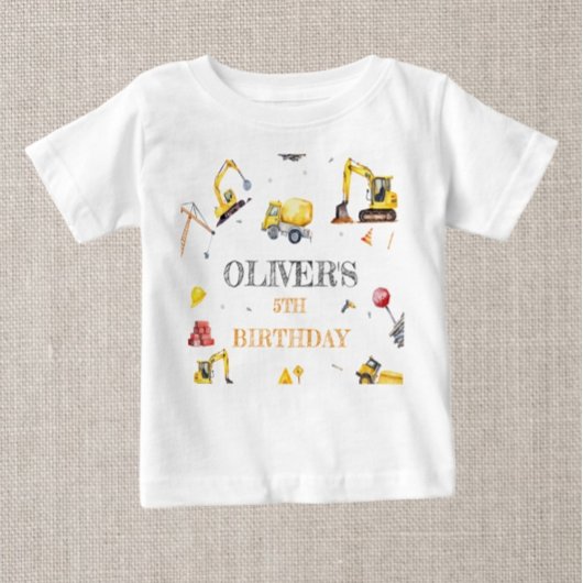 建築テーマボーイバースデーパーティー ベビーTシャツ