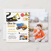 建築テーマ男の子の誕生日パーティダンプトラックI 招待状 (正面)