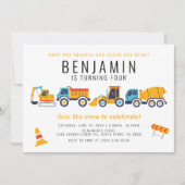 建築テーマ誕生日ダンプトラックパーティー 招待状 (正面)