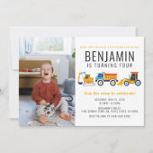 建築テーマ誕生日ダンプトラックパーティー 招待状 (正面)