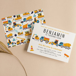 建築テーマ誕生日ダンプトラックパーティー 招待状