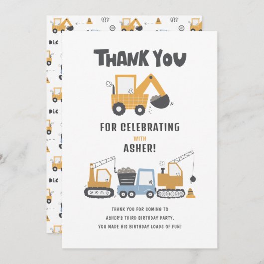 建築テーマ誕生日パーティー サンキューカード (正面/裏面)