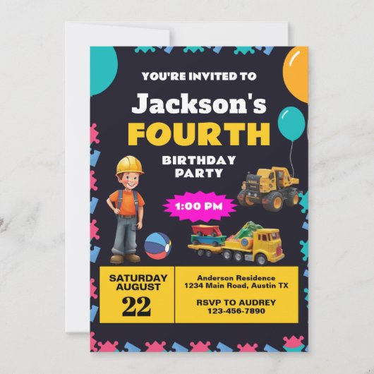 建築テーマ誕生日パーティー 招待状 (正面)