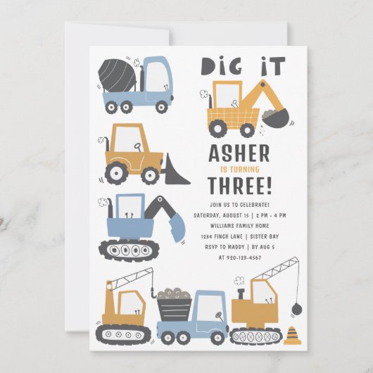 建築テーマ誕生日パーティー 招待状 (正面)