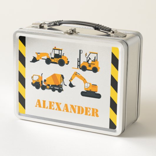 建築ディガースキッズランチボパーソナライズされたックス メタルランチボックス (正面)