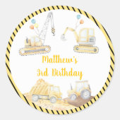 建築ディガーダンプトラック誕生日 ラウンドシール (正面)