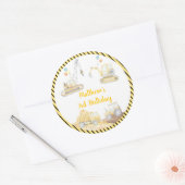 建築ディガーダンプトラック誕生日 ラウンドシール (封筒)