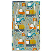 建築ディガートラックブルー4th誕生日パーティー スモールペーパーバッグ (正面)