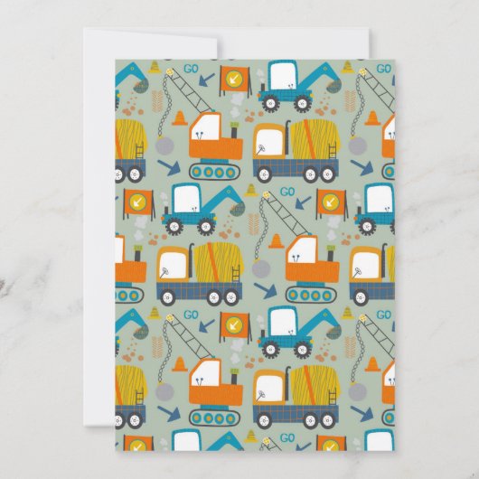 建築ディガートラックブルー4th誕生日パーティー 招待状 (裏面)