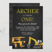 建築ディガーボーイ誕生日招待状招待状 招待状 (正面/裏面)