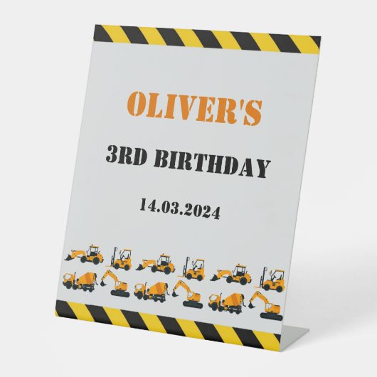 建築ディガー誕生日パーティペデスタルサイン 台座サイン (正面)