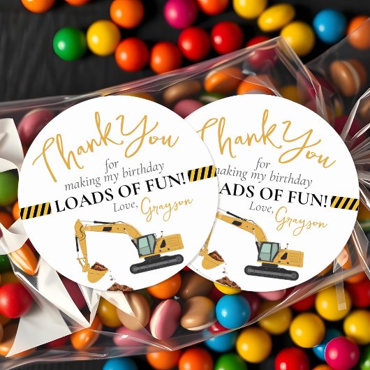建築ディガー誕生日パーティーありがとう ラウンドシール