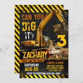 建築ディガー誕生日招待状テンプレート 招待状 (正面/裏面)