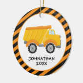 建築トラックかわいい男の子モノグラムキッズ セラミックオーナメント (左)
