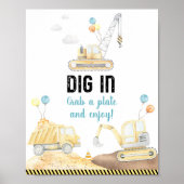 建築トラックが誕生日の看板を掘る ポスター (正面)