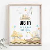 建築トラックが誕生日の看板を掘る ポスター