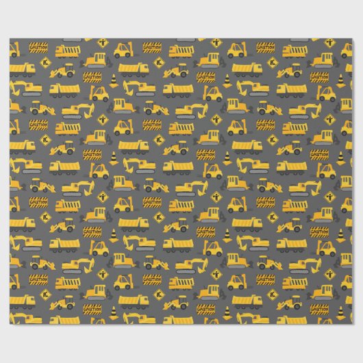 建築トラックとシンボルや象徴パターングレー ラッピングペーパー (フラット)