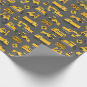 建築トラックとシンボルや象徴パターングレー ラッピングペーパー (角)