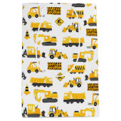 建築トラックとシンボルや象徴パターン白 ミディアムペーパーバッグ (正面)