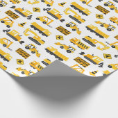 建築トラックとシンボルや象徴パターン白 ラッピングペーパー (角)