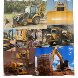 建築トラックとトラクター シャワーカーテン