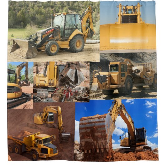 建築トラックとトラクター シャワーカーテン (正面)