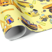 建築トラックと建築労働者テーマ ラッピングペーパー (ロールコーナー)